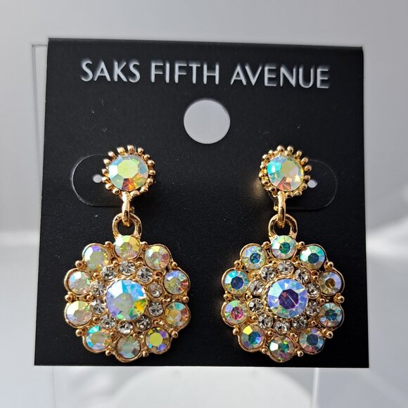 Saks Fifth Avenue AB Crystal Flower Earrings - Picture 2 of 7